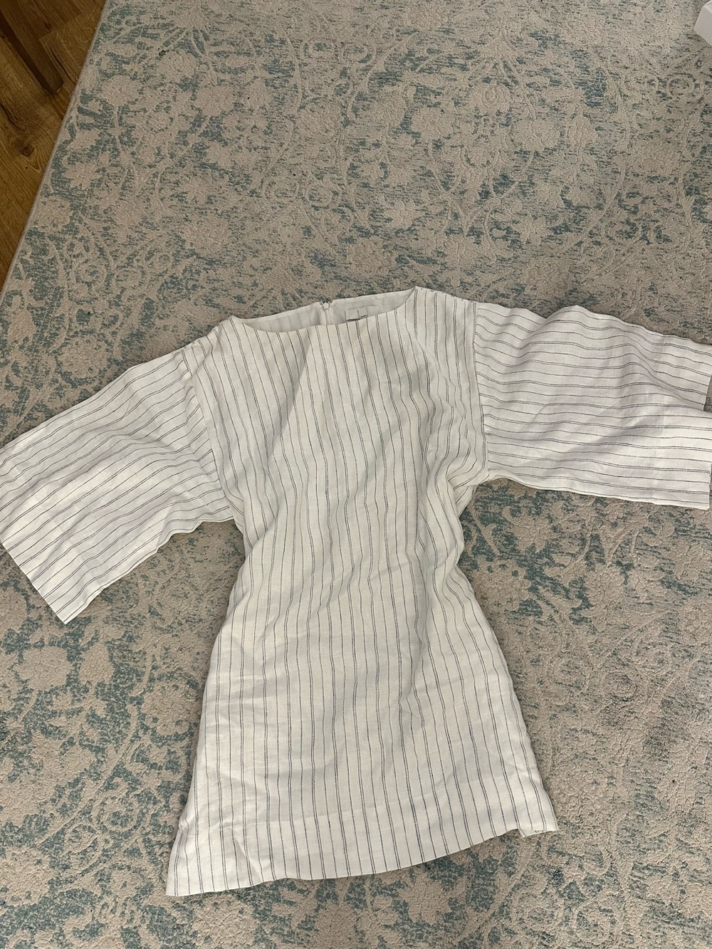 Banana Republic White Tunic with Navy Pinstripes